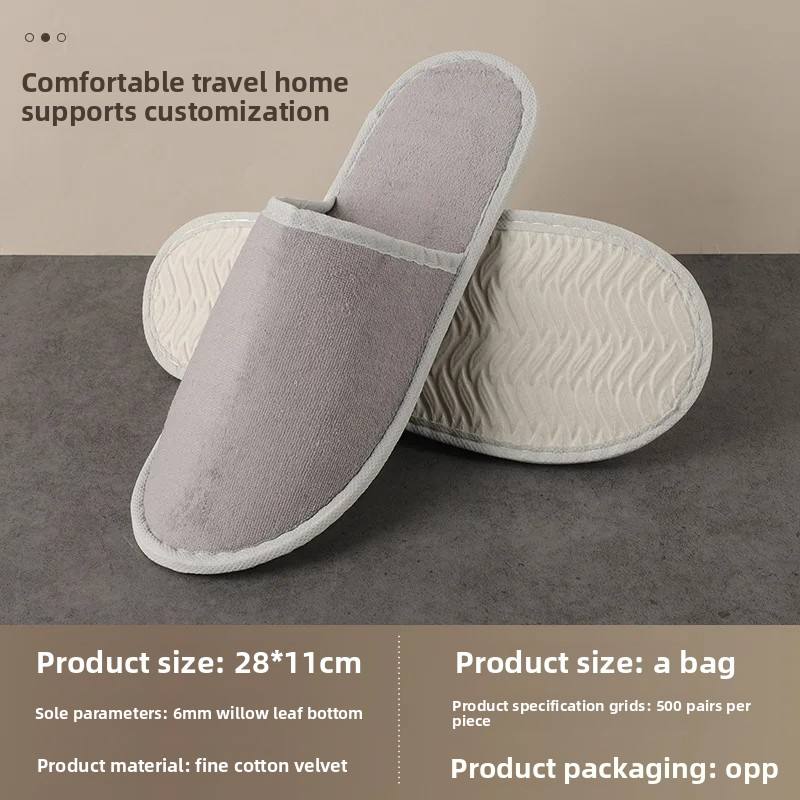 Custom Eco-Friendly Non-Woven Hotel Slippers with Anti-Slip Sole & Thickened Padding