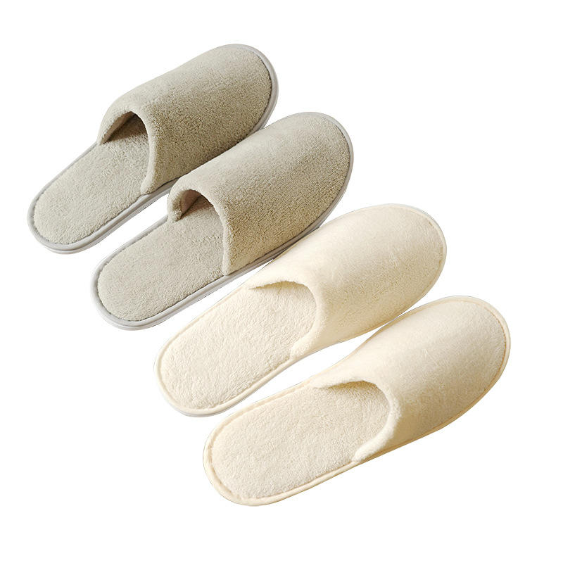 Wholesale Closed-Toe Thickened Washable Disposable Coral Fleece Slippers for Hotel Spa Salon