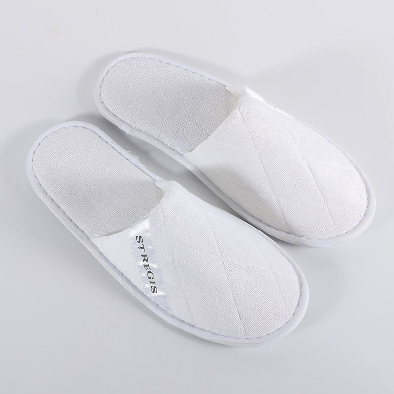Custom Embroidery Disposable Spa Slippers – Velvet Velour Guest Slippers for Hotels