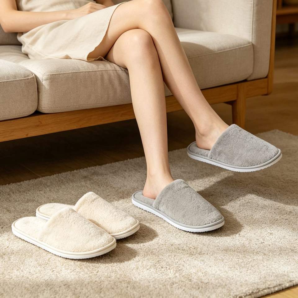 Wholesale Closed-Toe Thickened Washable Disposable Coral Fleece Slippers for Hotel Spa Salon