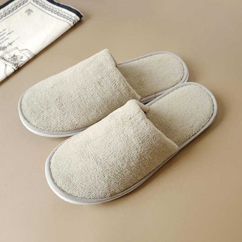 Wholesale Closed-Toe Thickened Washable Disposable Coral Fleece Slippers for Hotel Spa Salon