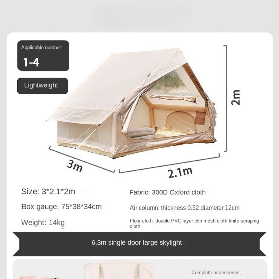 6.3㎡ Oxford Cloth Auto-Inflatable Tent with Large Skylight for Outdoor Travel