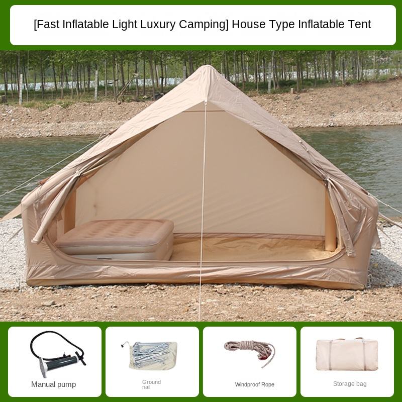 6.3㎡ Oxford Cloth Auto-Inflatable Tent with Large Skylight for Outdoor Travel