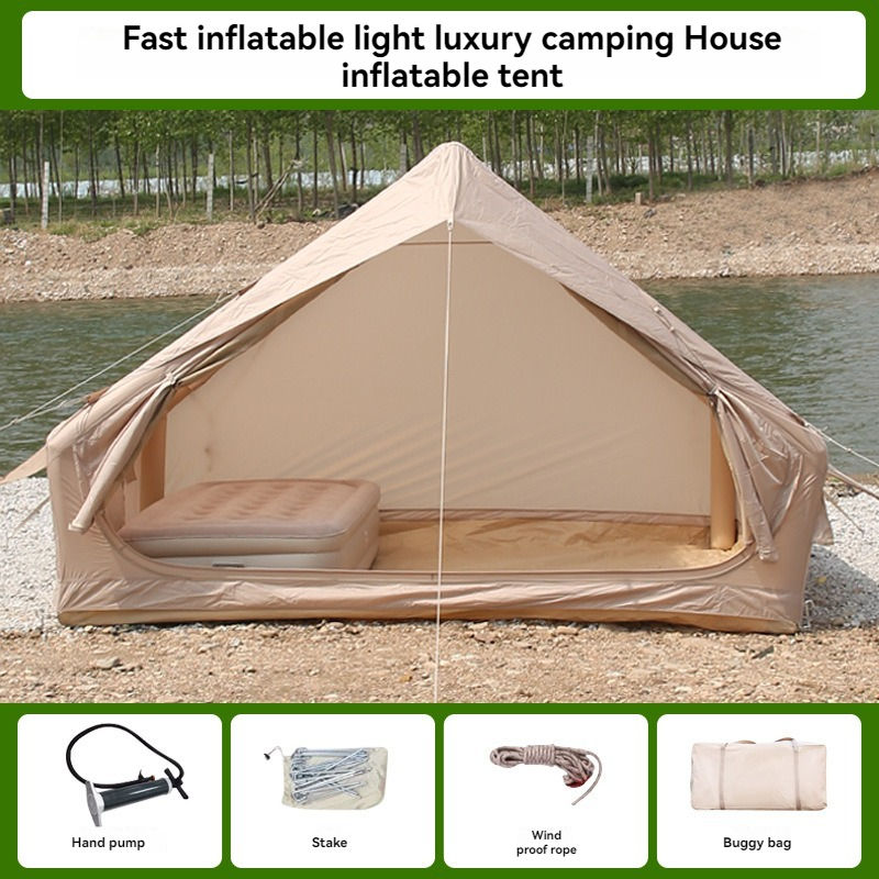 6.3ft Flat Inflatable Roof Tent - 3-Season Automatic Outdoor Travel Tent with Oxford Cloth & Skylight