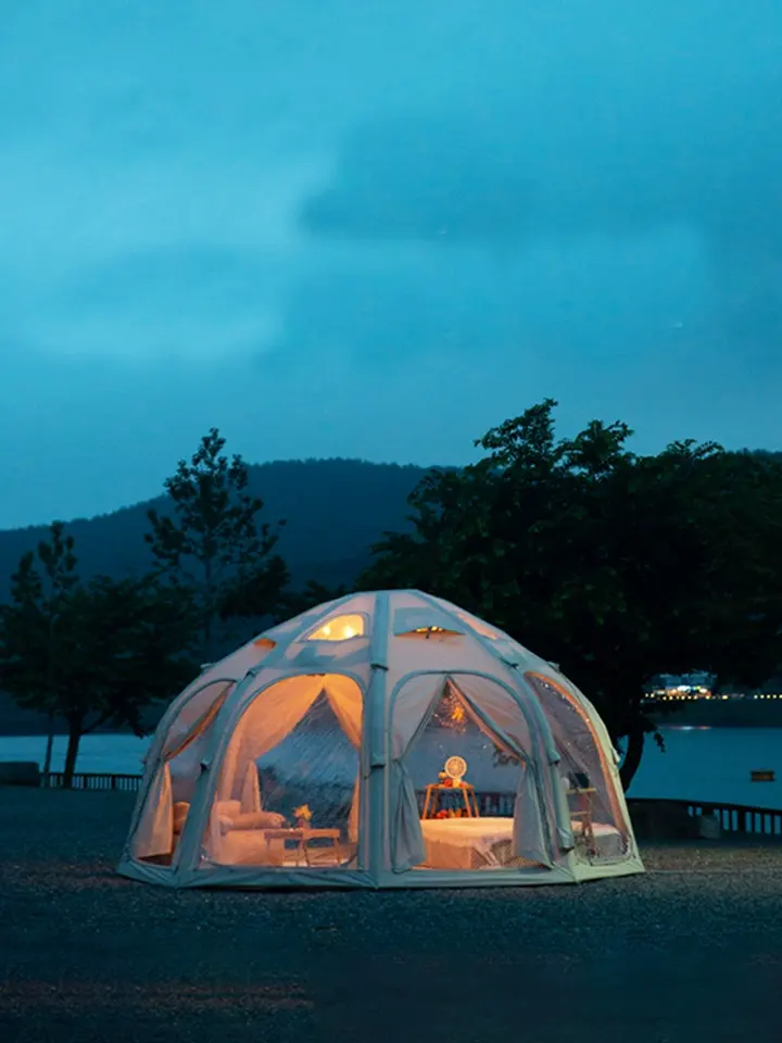 360° Panoramic Octagonal Inflatable Tent for Outdoor Camping & Eco-Tourism