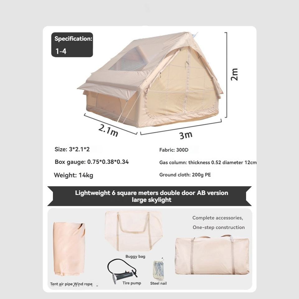 6.3㎡ Waterproof Oxford Cloth Inflatable Tent for Outdoor Camping