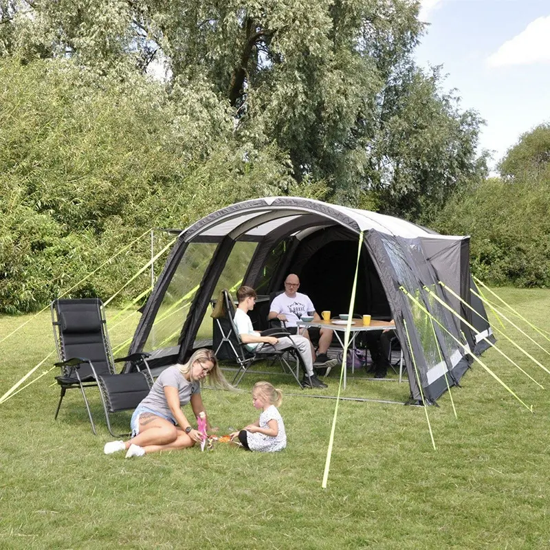 Double-Layer Rainproof Quick-Inflation Tunnel Tent for 6-8 Person Family Camping