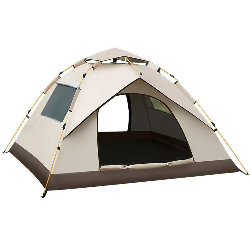 Black Oxford Fabric Double-Layer Waterproof Camping Tent, 3000mm+ Coating, Portable Folding