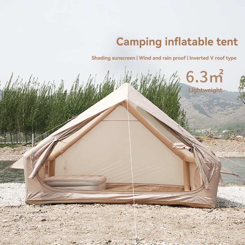 6.3ft Flat Inflatable Roof Tent - 3-Season Automatic Outdoor Travel Tent with Oxford Cloth & Skylight