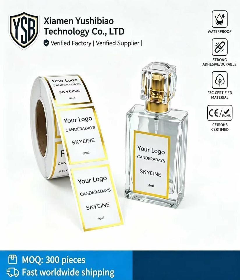 ملصقات عطر مقاومة للزيت والماء من PET وBopp ذاتية اللصق - قابلة للتخصيص