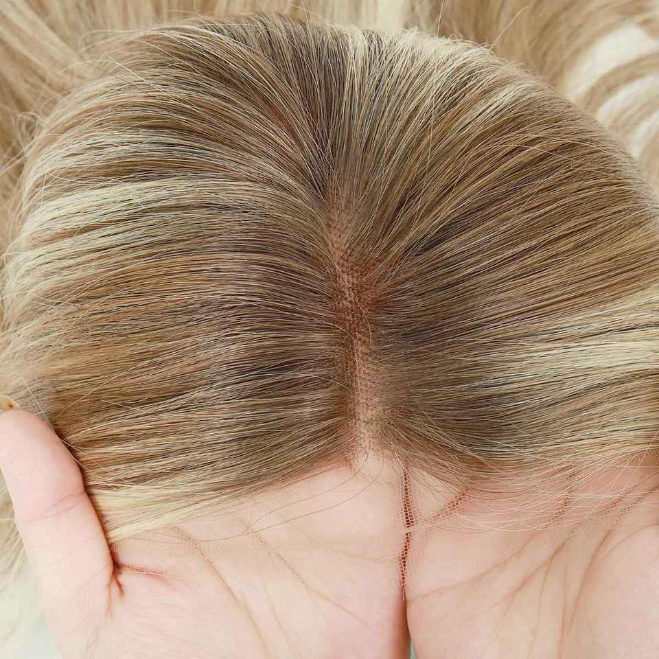 Китайские виргинские волосы 130% плотности, парик с baby hair, смешанный блонд, медицинский