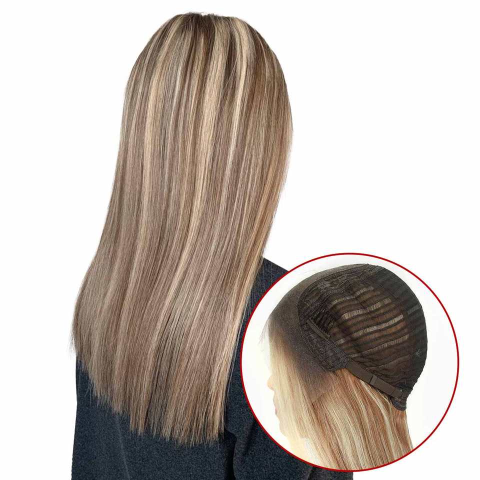 Китайские виргинские волосы 130% плотности, парик с baby hair, смешанный блонд, медицинский