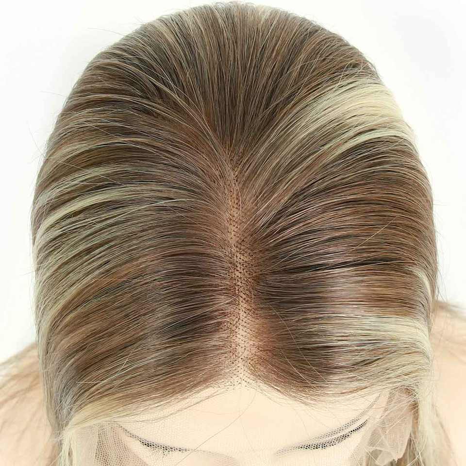 Китайские виргинские волосы 130% плотности, парик с baby hair, смешанный блонд, медицинский