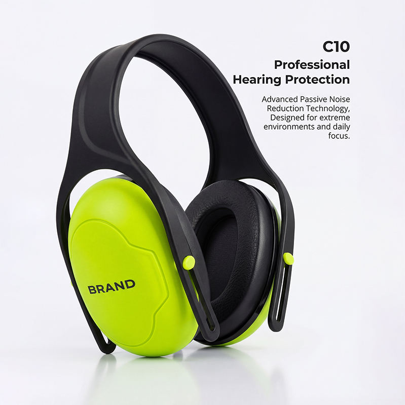 Protetor Auricular C10 com Aba de Cabeça Ajustável, Redução de Ruído de 28dB para Indústria e Construção