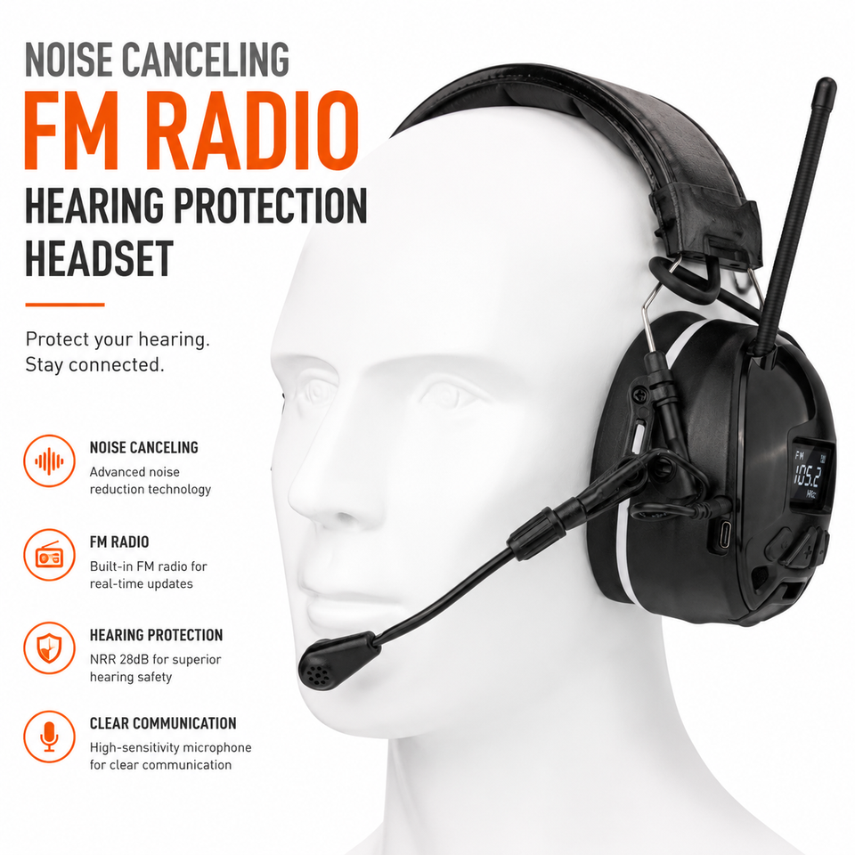 Protetor Auricular Bluetooth com Rádio FM - NRR 28dB
