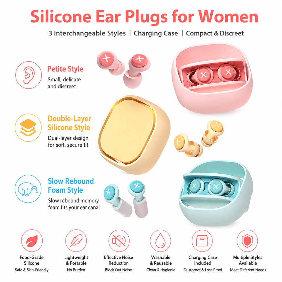 Protetores Auriculares Reutilizáveis para Dormir e Estudar com Estojo