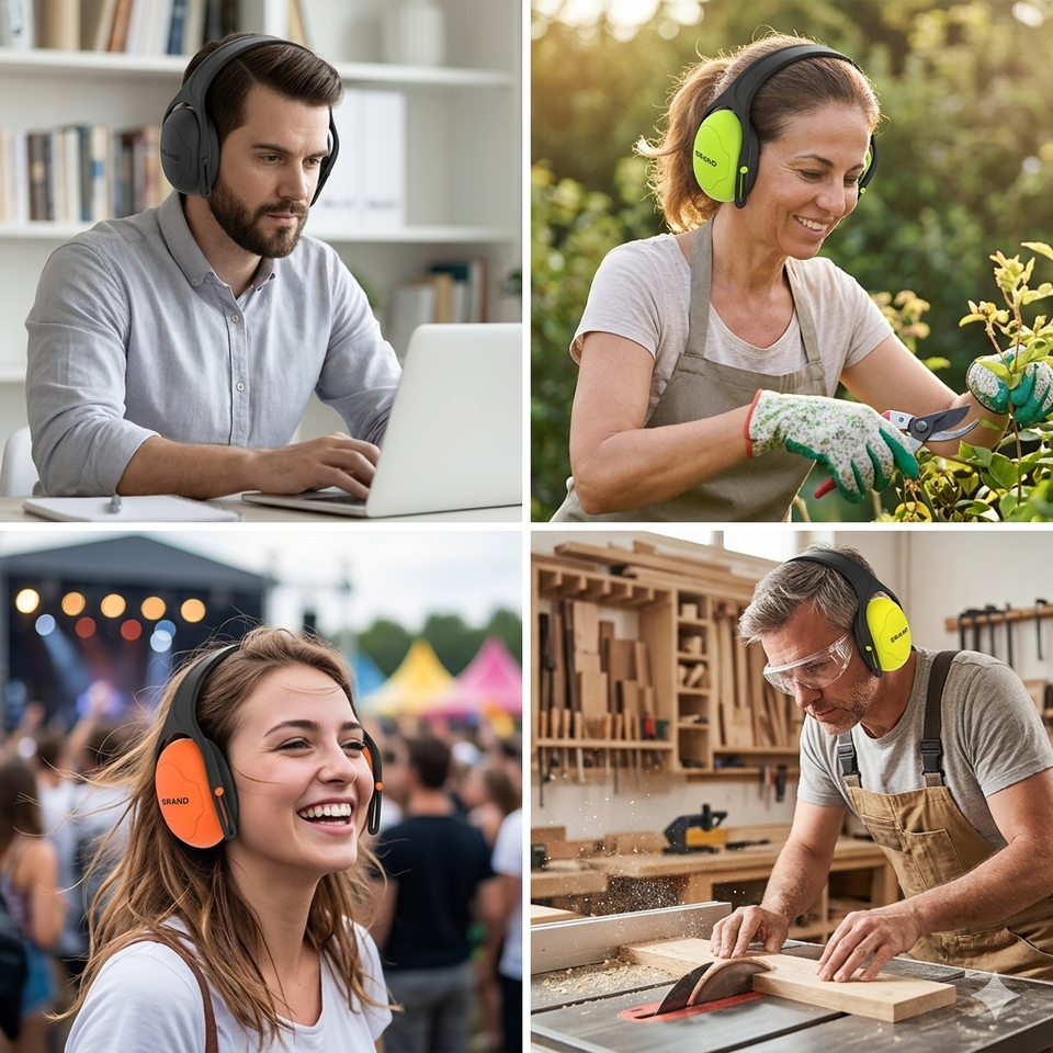 Protetor Auricular C10 com Aba de Cabeça Ajustável, Redução de Ruído de 28dB para Indústria e Construção