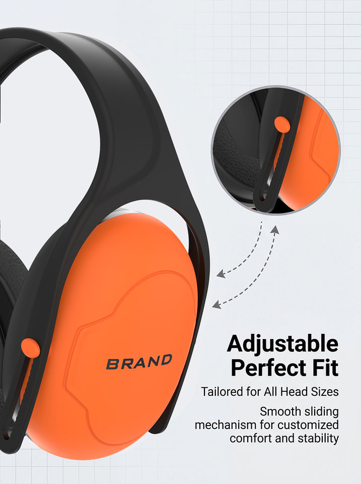 Protetor Auricular C10 com Aba de Cabeça Ajustável, Redução de Ruído de 28dB para Indústria e Construção
