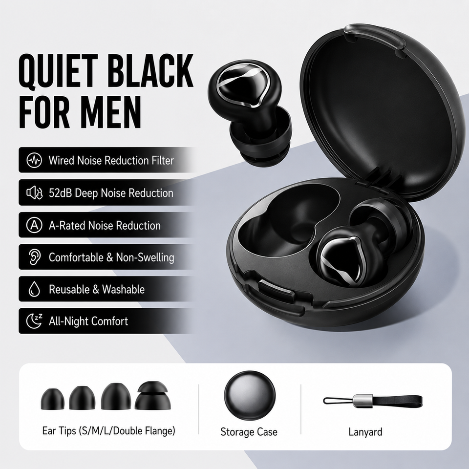 Protetores Auriculares de Silicone com Redução de Ruído de 50dB e Estojo