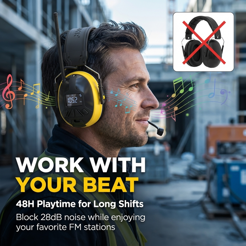 Protetor Auricular Bluetooth com Rádio FM - NRR 28dB