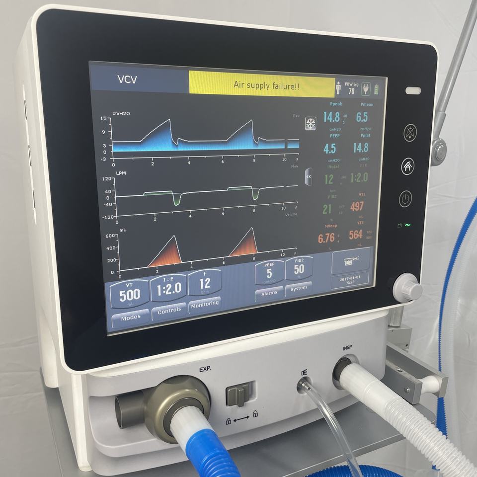 Ventilador Pulmonar ICU Portátil com Tela TFT de 12,1 Polegadas
