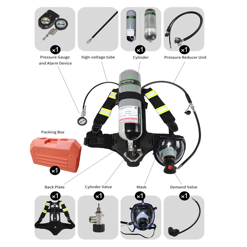 Equipamento de Respiração SCBA com Cilindro de Fibra de Carbono 30MPa 55-60min