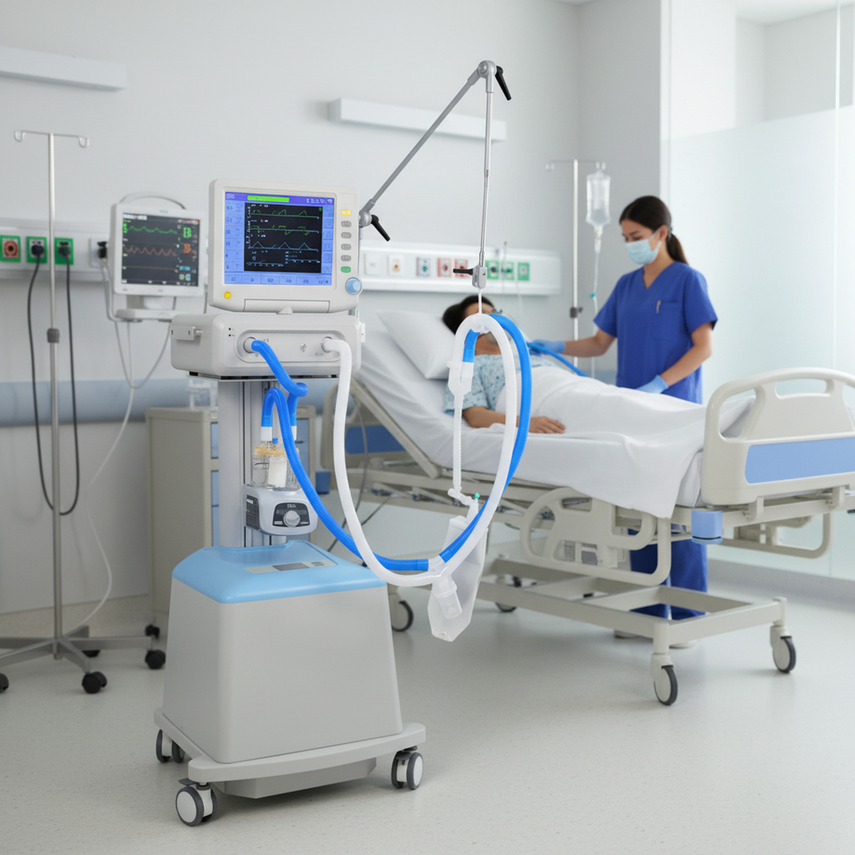 Ventilador ICU Portátil Automático para Veterinária com Tela TFT
