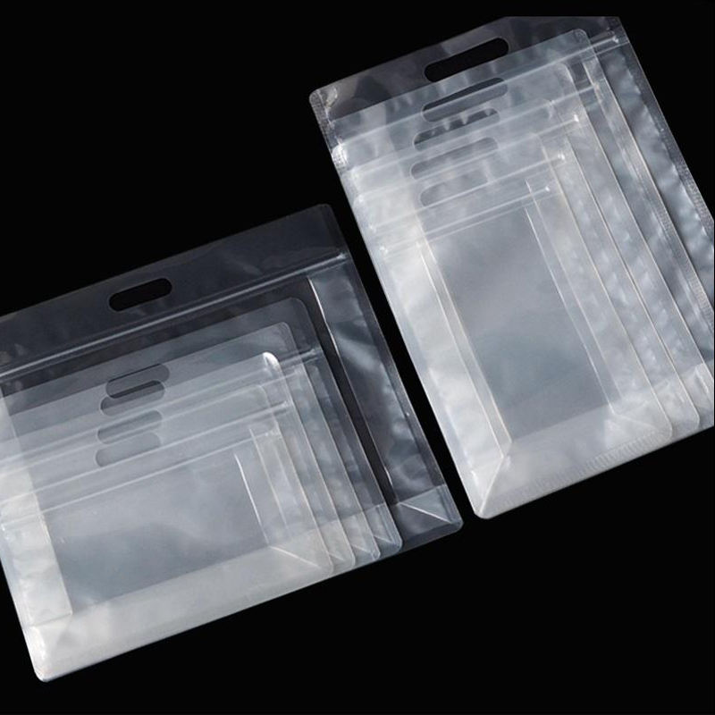 Transparente 8-Seiten-Beutel mit Griff – Flachboden-Verpackung