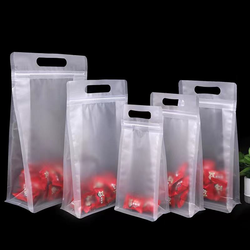 Transparenter Standbodenbeutel mit Reißverschluss und Tragegriff – Lebensmittelverpackung