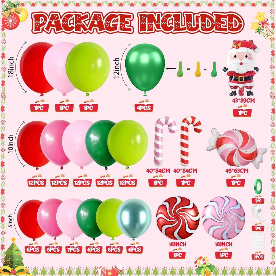 Weihnachts-Ballonbogen-Set mit Folienballons für Partydekoration