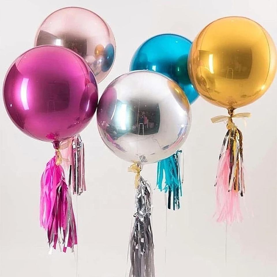 4D Folienballons 18 Zoll – Metallic, Blau, Roségold, Silber