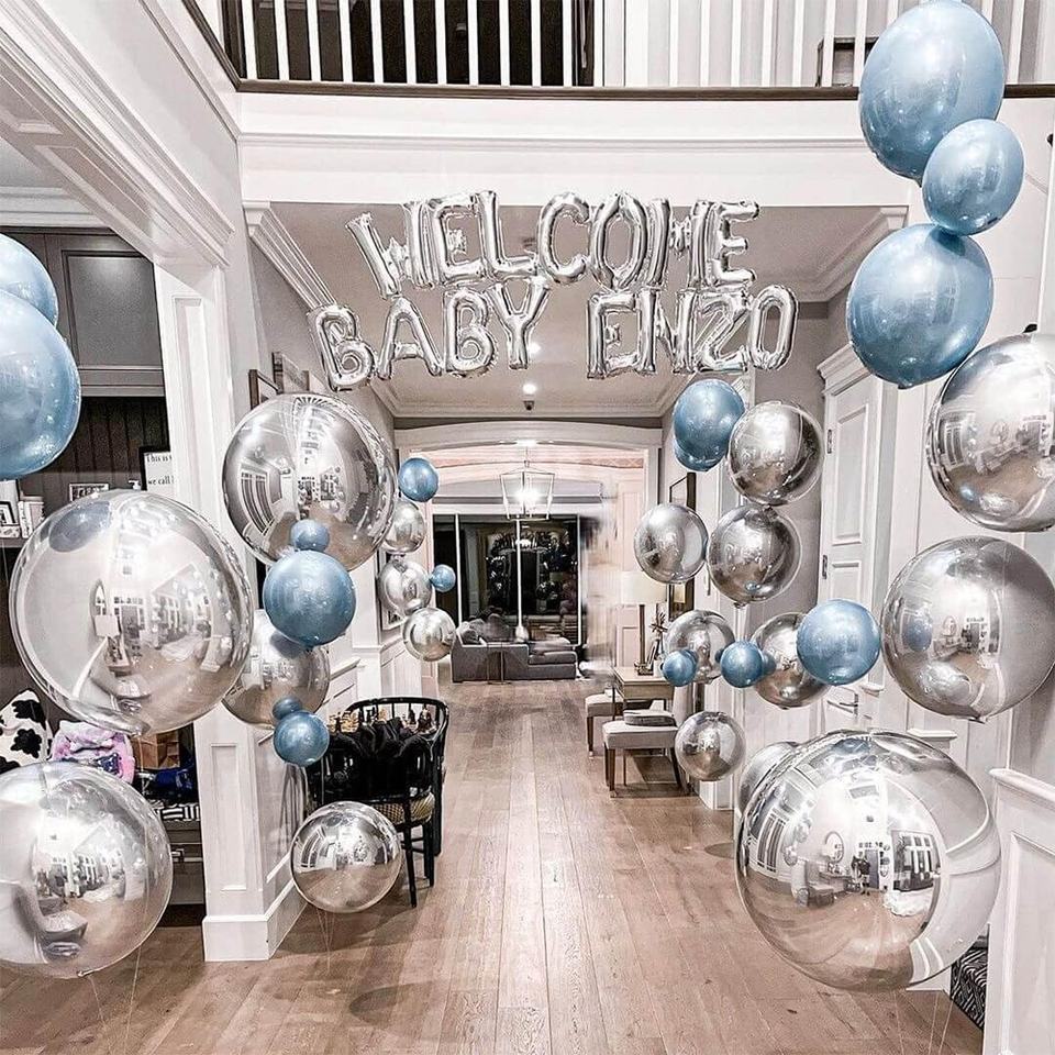4D Folienballons 18 Zoll – Metallic, Blau, Roségold, Silber