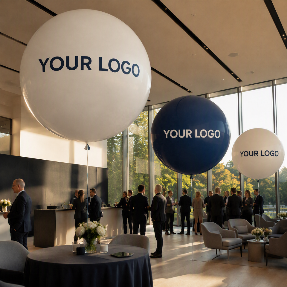 Riesen-Luftballon 90 cm Transparent mit individuellem Logo-Druck