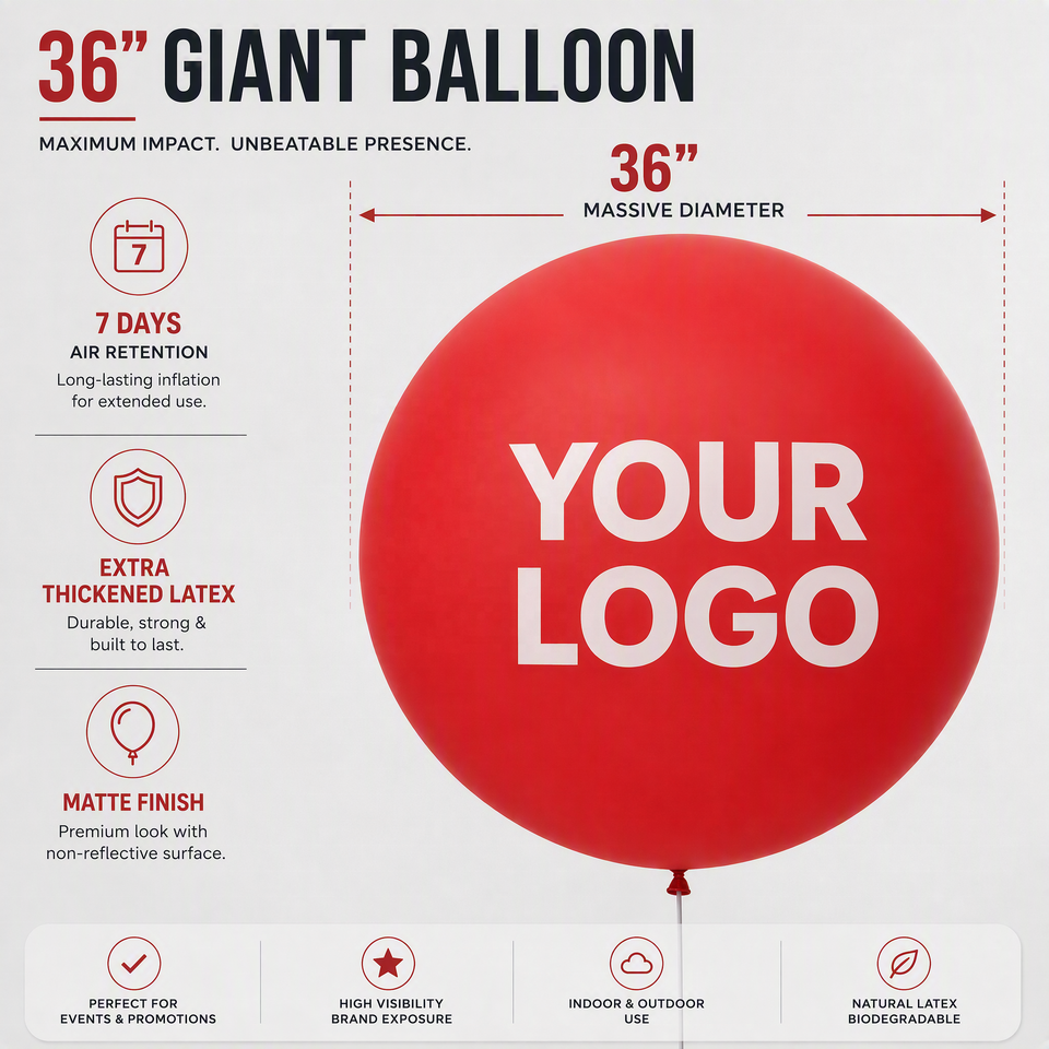 Riesen-Luftballon 90 cm Transparent mit individuellem Logo-Druck
