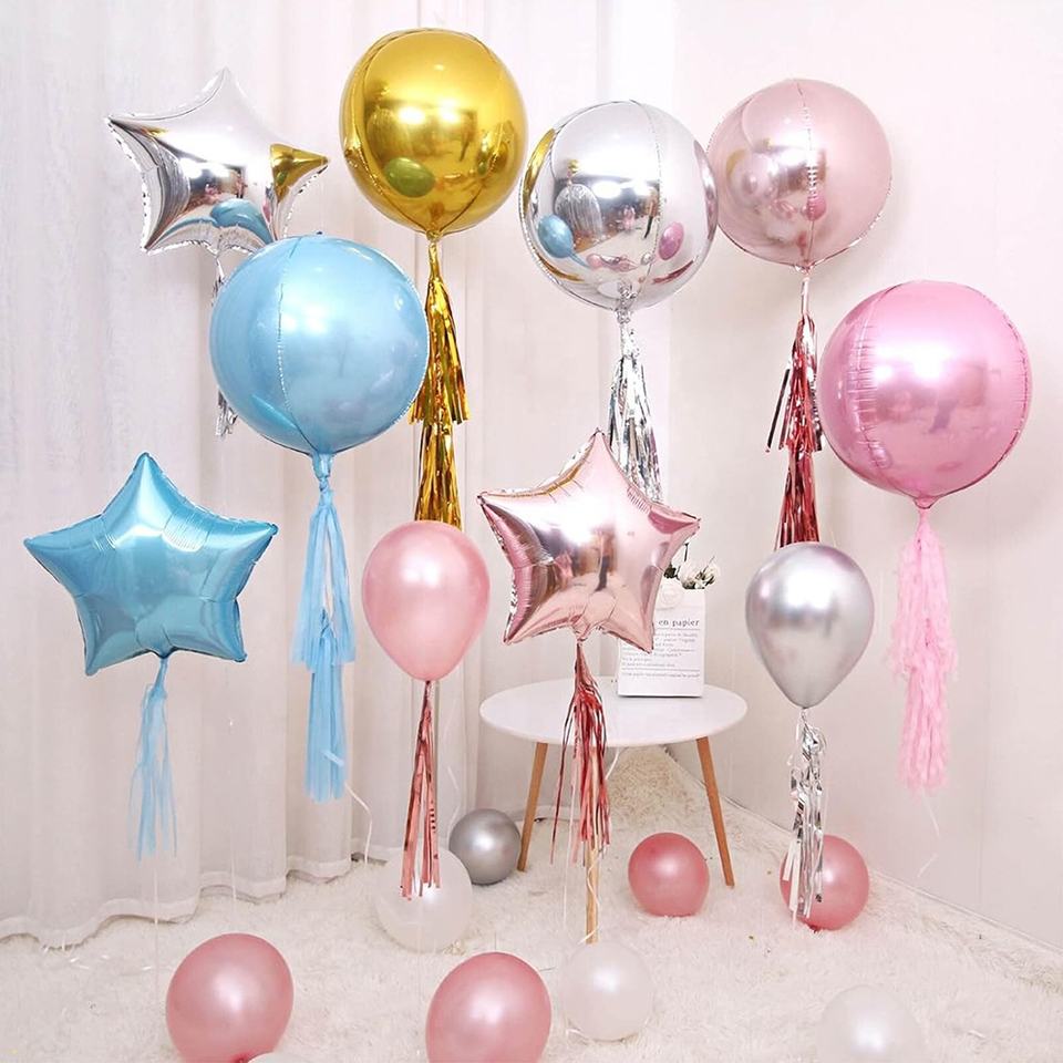 4D Folienballons 18 Zoll – Metallic, Blau, Roségold, Silber