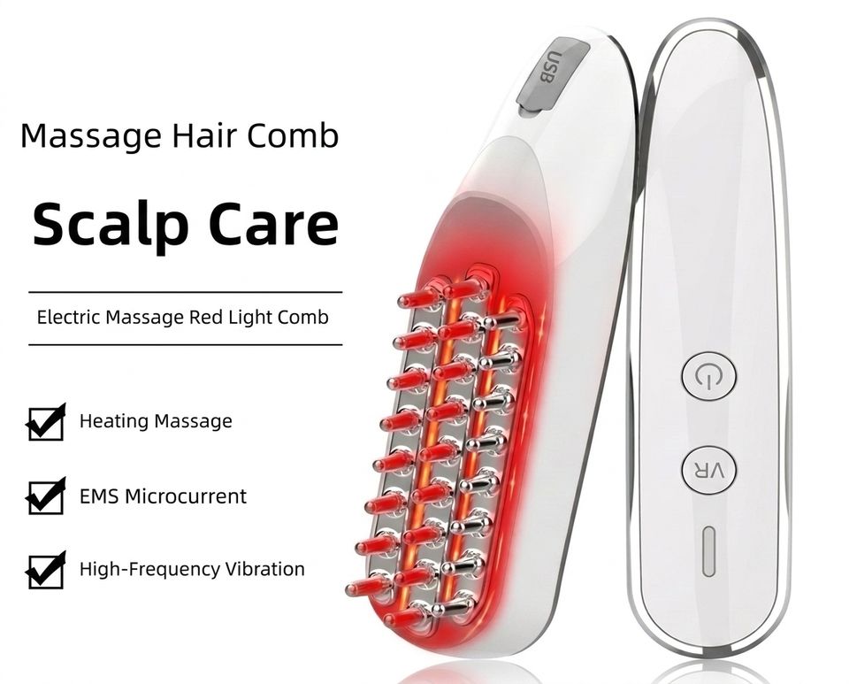 EMS-Kopfhautmassagegerät mit LED-Rotlicht & Vibration