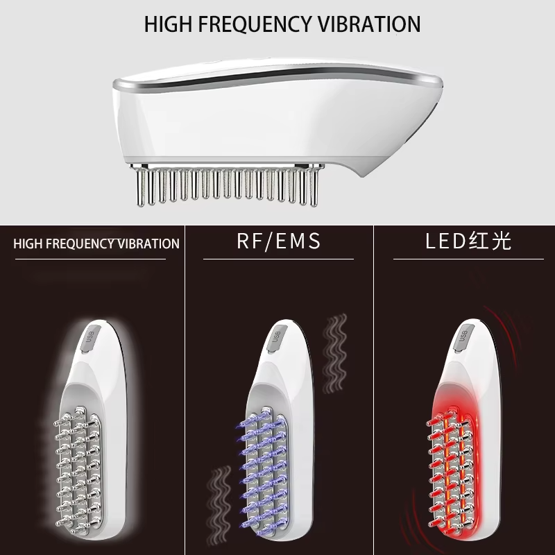 LED-Rotlicht-Haarbürste mit EMS & Vibration – Professionelle Haarpflege