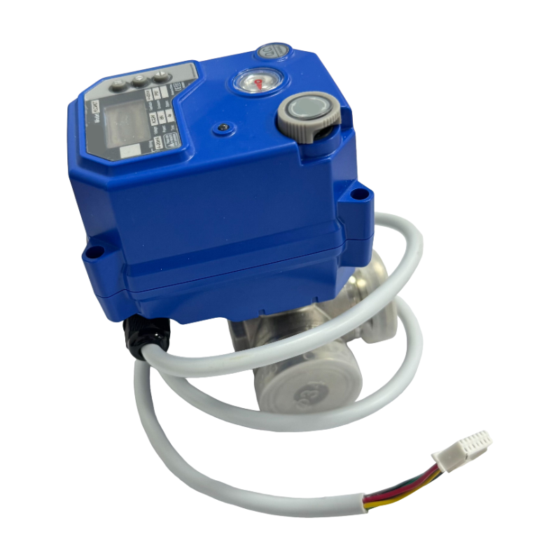 Vanne à bille motorisée 3 voies OEM avec raccord tri-clamp, 304/316, actionneur électrique