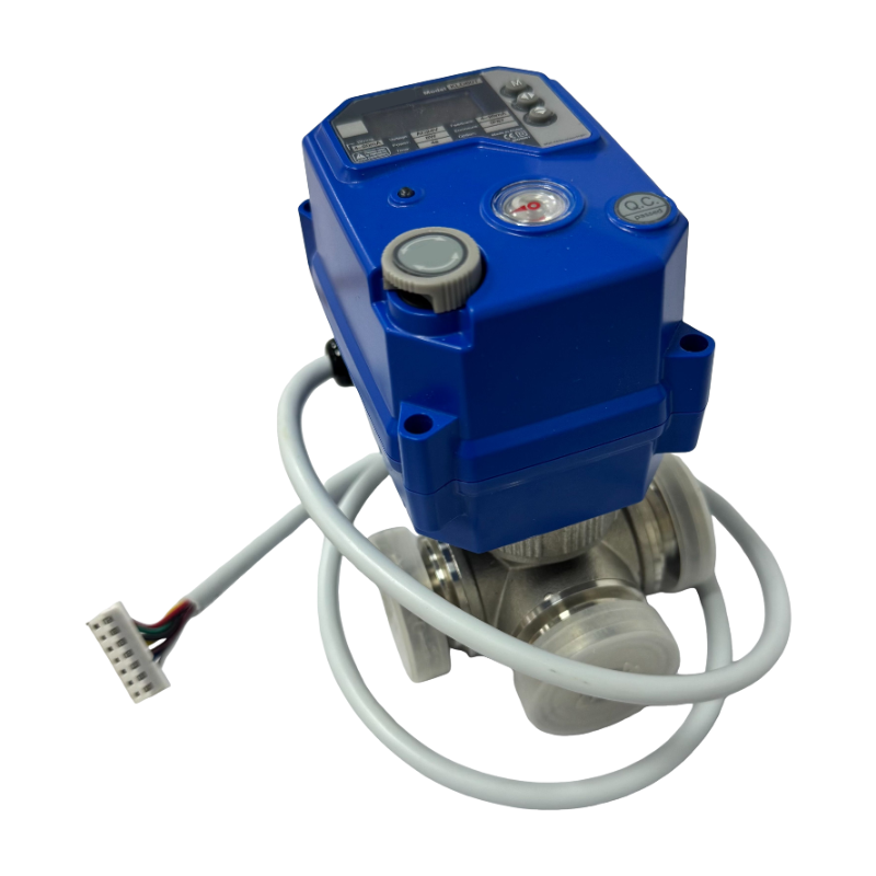 Vanne à bille motorisée 3 voies OEM avec raccord tri-clamp, 304/316, actionneur électrique