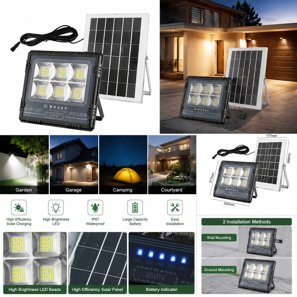 Luz Solar Exterior de Pared XG-T53 6W LED SMD IP44 Recargable