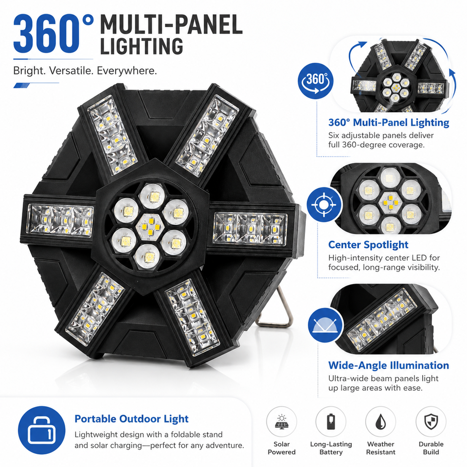 Luz Solar de Camping XG-T51 IP67 Recargable con Imán para Exterior