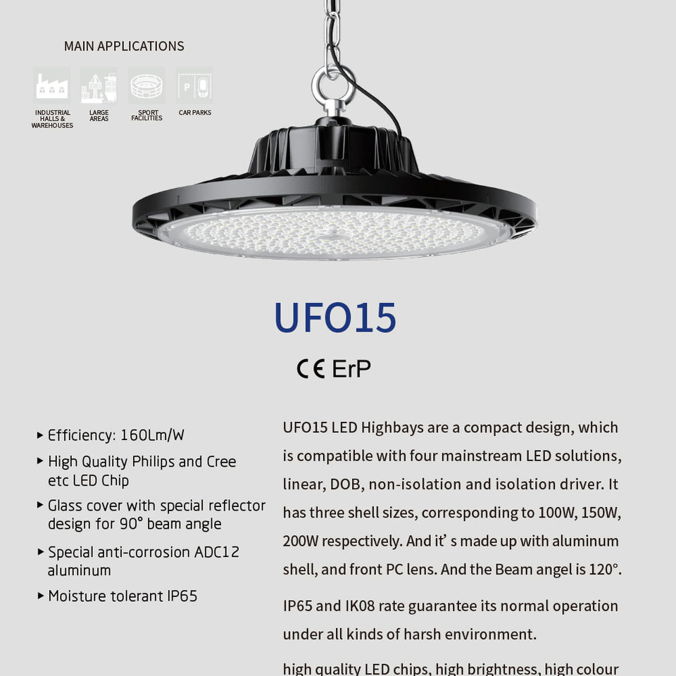 Luz LED UFO Industrial 100W/150W/200W para Almacén y Garaje