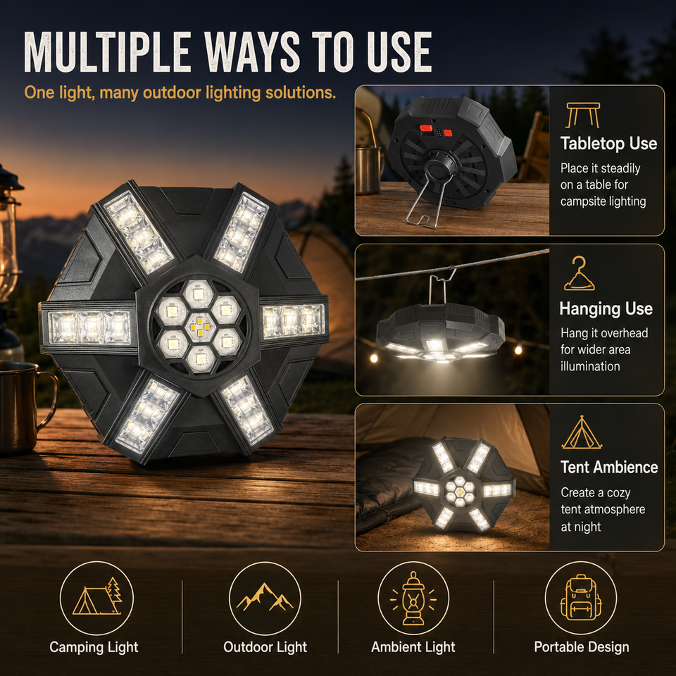 Luz Solar de Camping XG-T51 IP67 Recargable con Imán para Exterior