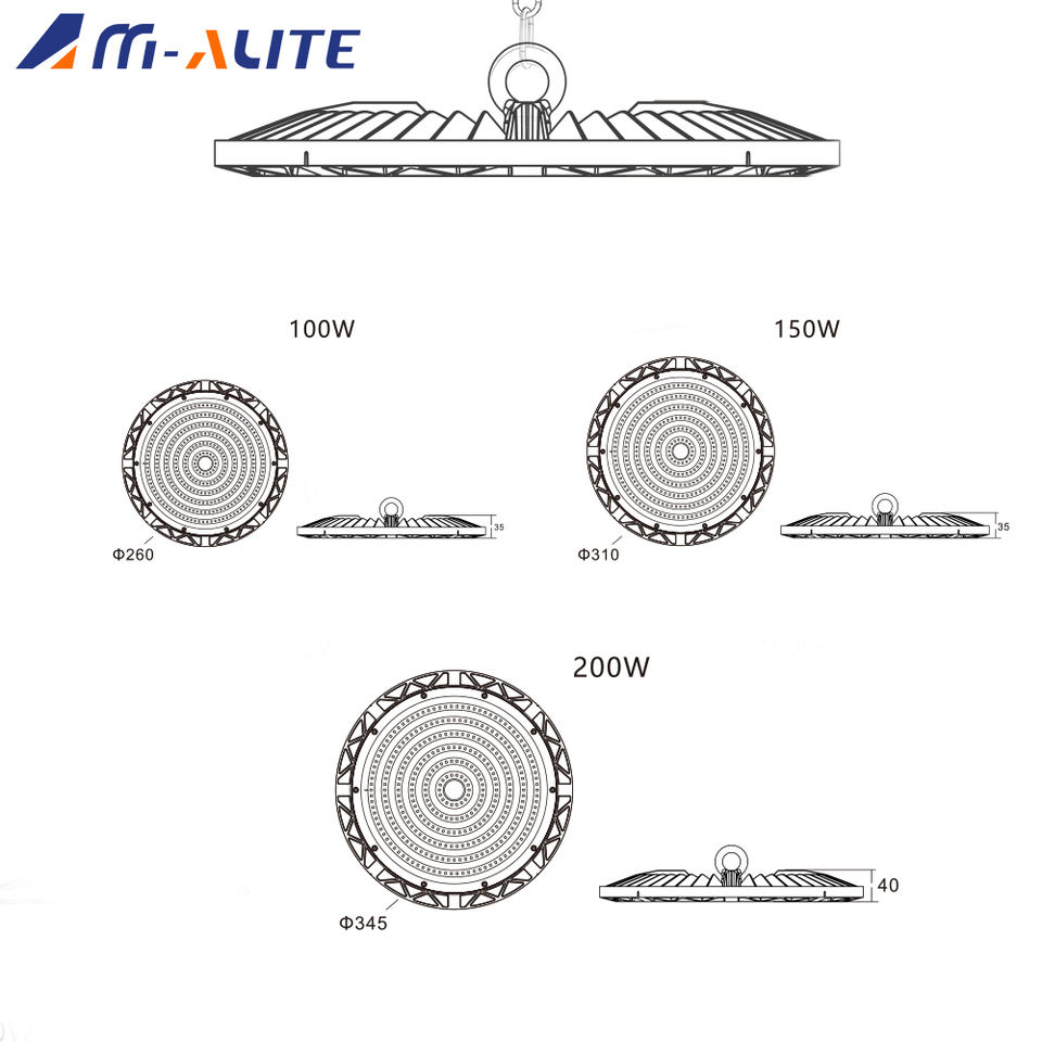 Luz High Bay UFO 150W LED Anti-Deslumbramiento para Almacén