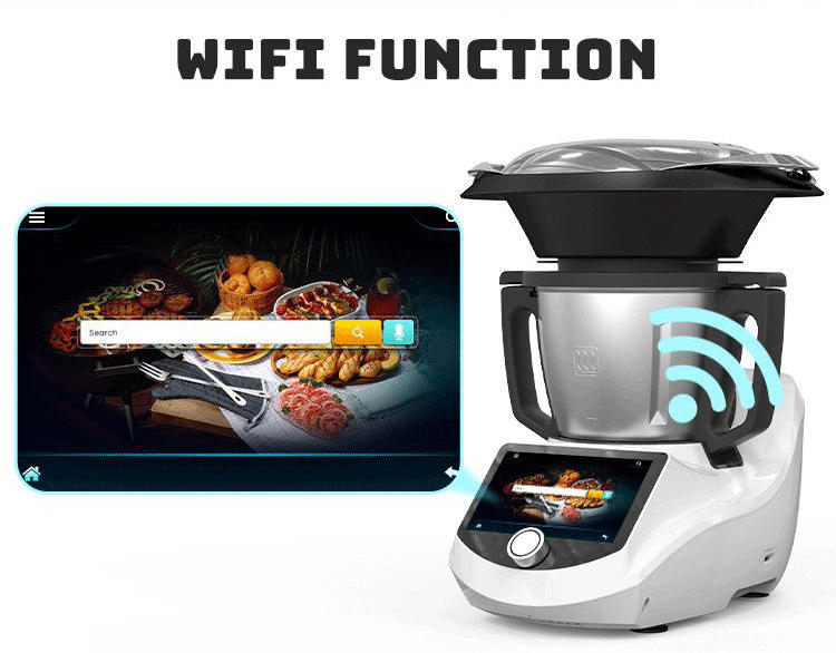 Robot de Cocina Eléctrico Ecológico en Acero Inoxidable con Control por App y Pantalla Táctil