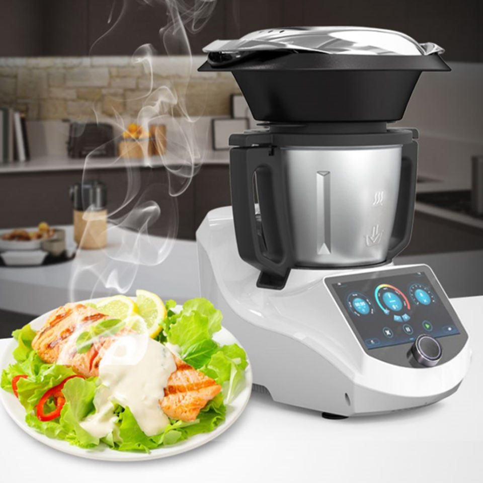 Robot de Cocina Eléctrico Ecológico en Acero Inoxidable con Control por App y Pantalla Táctil