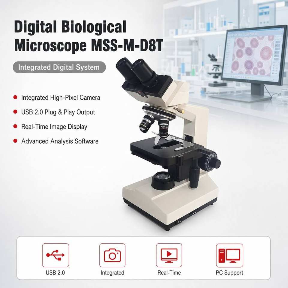 Microscopio Digital USB 2.0 con Software de Medición para Laboratorio