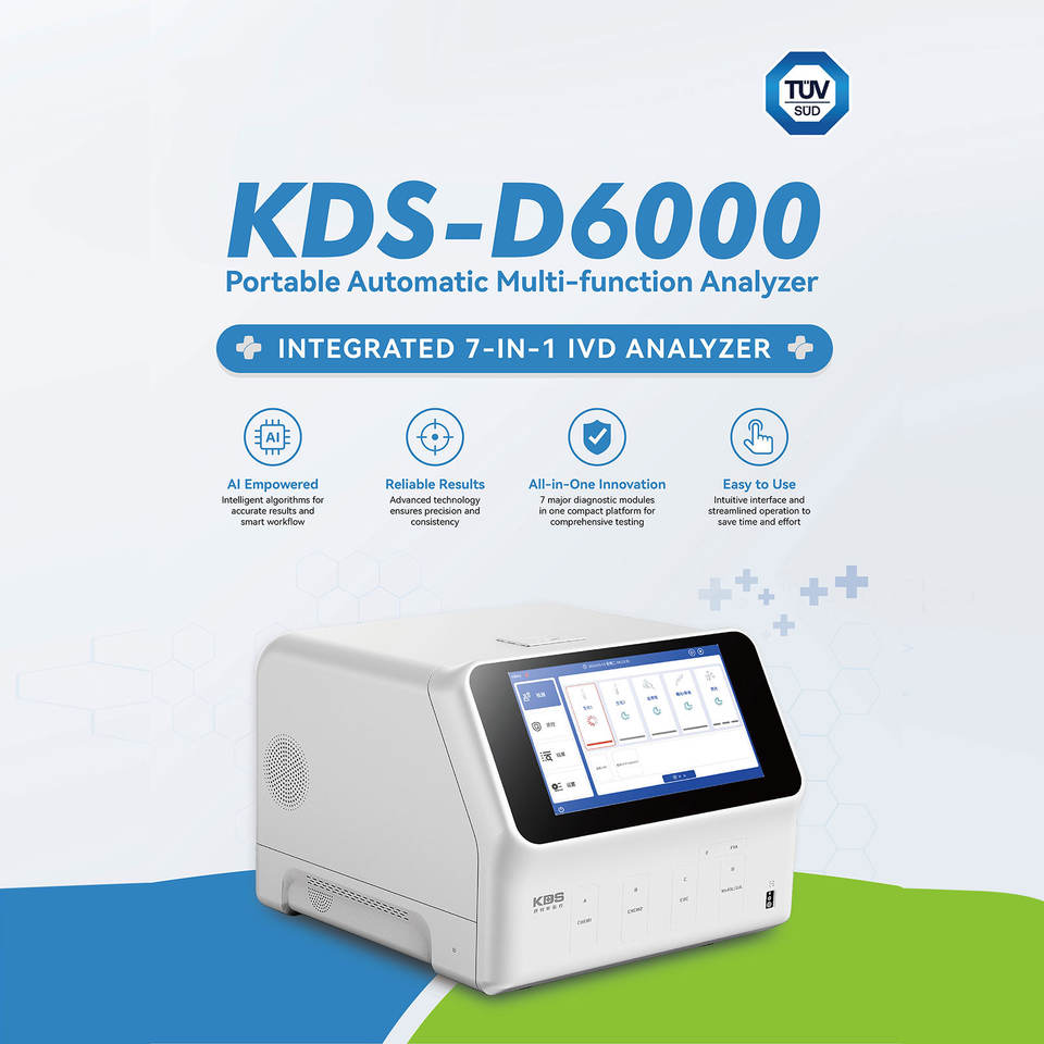 Analizador IVD Portátil KDS-D6000 7-en-1 para Laboratorios y Clínicas