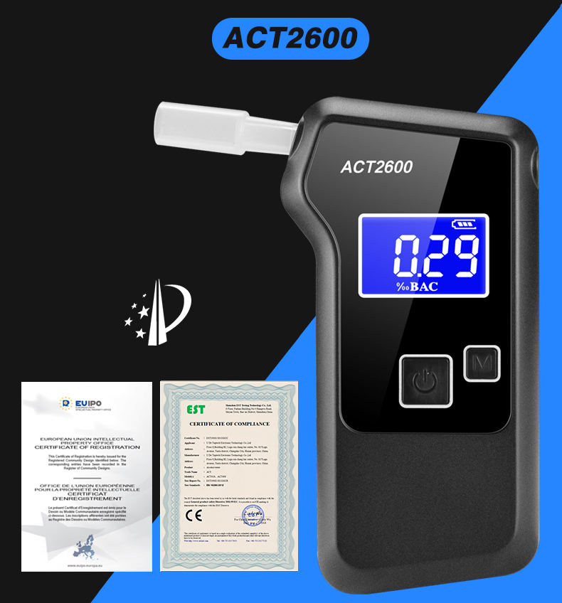 Alcoholímetro Digital con Sensor de Celdas de Combustible Certificado EN16280