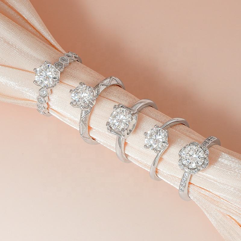 モアサナイトリング 1ct/2ct/3ct/5ct S925シルバー 婚約指輪 ハート＆スター レディース